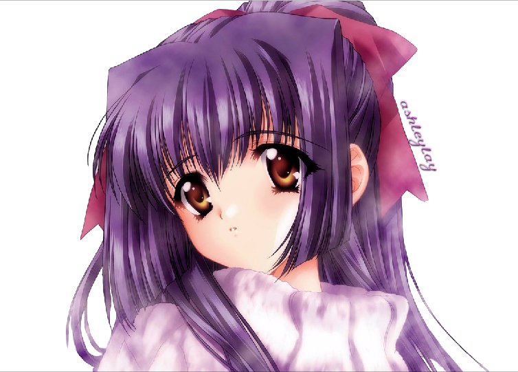 Cute anime girl with purple hair