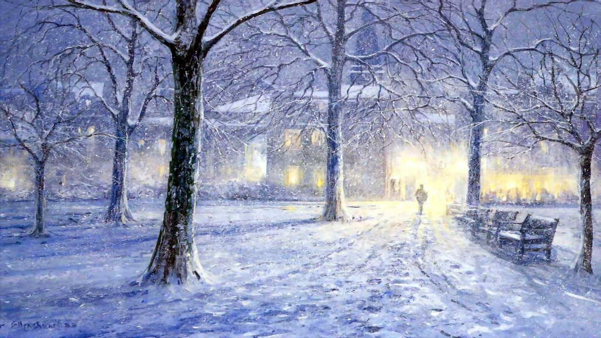 Идет снег по английски. Peter Ellenshaw (1913 – 2007). Художник Peter Ellenshaw. Питер Элленшоу художник картины. Зимний пейзаж.