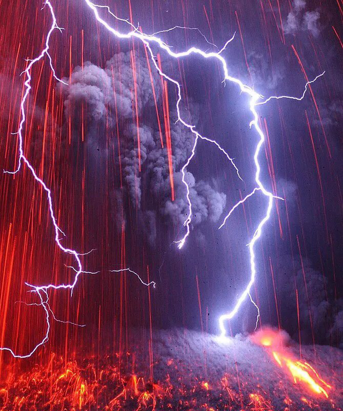 Был сильный эффект. Сакурадзима вулкан извержение. Красивая молния.